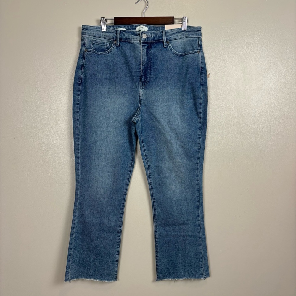 NYDJ Jeans Womens 16 Blue Riverfront Lift Slim Boot Cut Ankle With Fray Hem‎